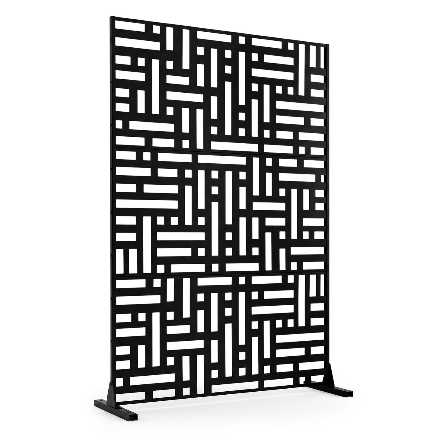 183 CM Freestanding Louvered Metal Outdoor Privacy Screen-Black