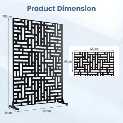 183 CM Freestanding Louvered Metal Outdoor Privacy Screen-Black