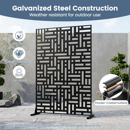 183 CM Freestanding Louvered Metal Outdoor Privacy Screen-Black