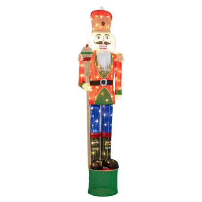 183 CM Lighted Nutcracker with Scepter and 100 Warm White LED Lights for Christmas Decoration