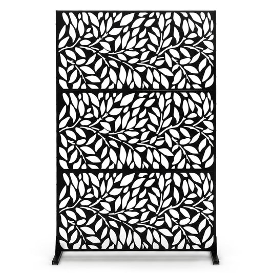 183cm H Metal Outdoor Privacy Screen with Rustproof and Freestanding Louvered Fence Panel for Patio-Black