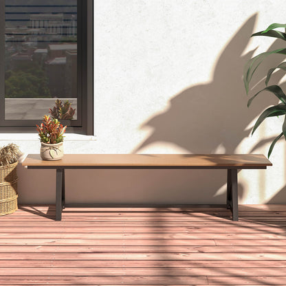 183cm Patio Long Bench with Weatherproof HDPE Seat for 4 People-Brown