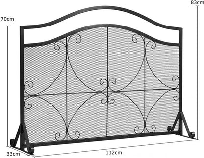Single Panel Fireplace Screen with Metal Mesh for Baby or Pet Safe