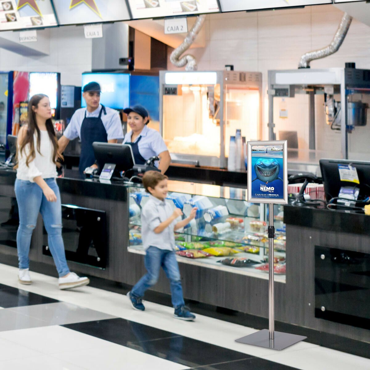 A4 Pedestal Display Stand-Silver