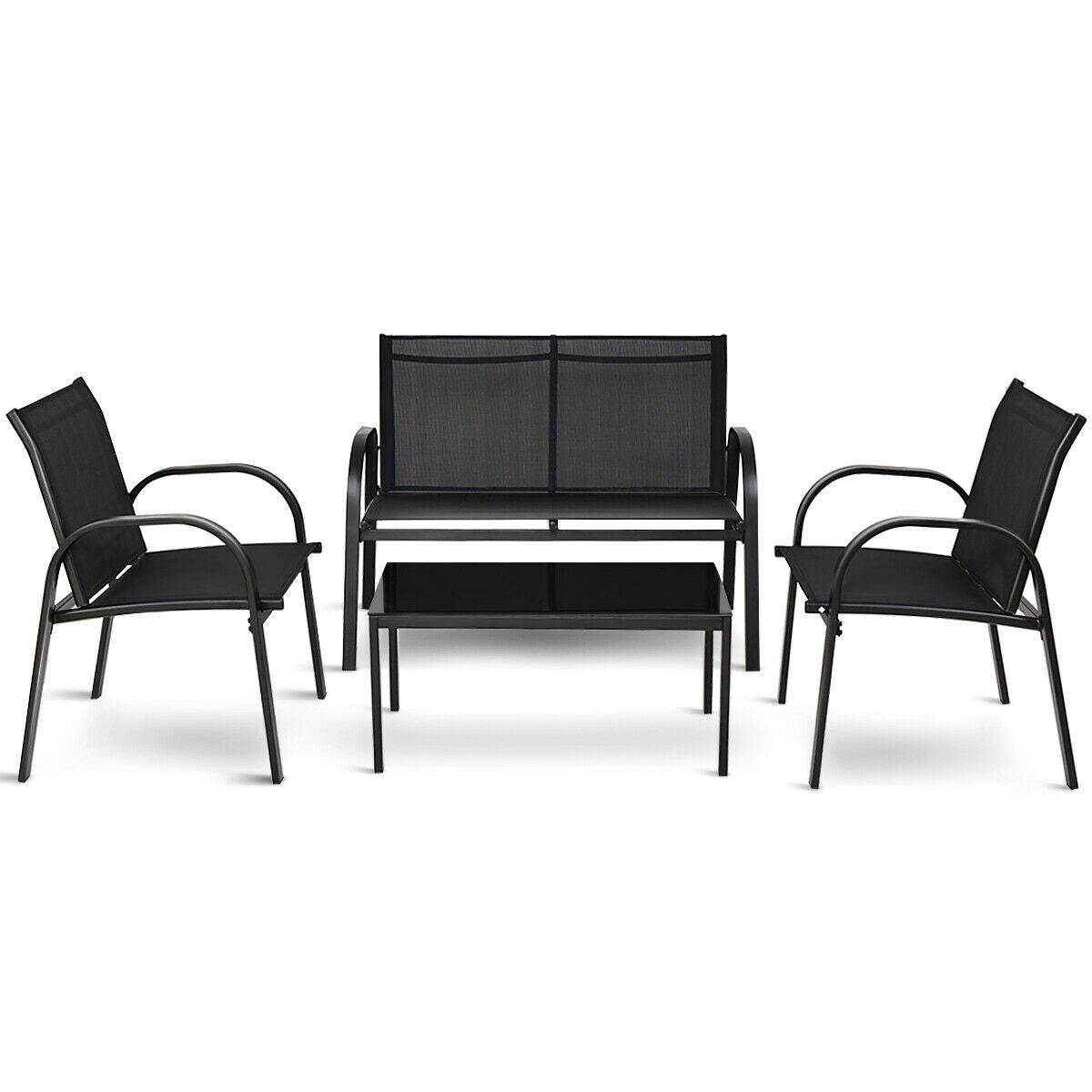 4 Piece Garden Furniture Set with loveseat for Patio (Without Cushions)