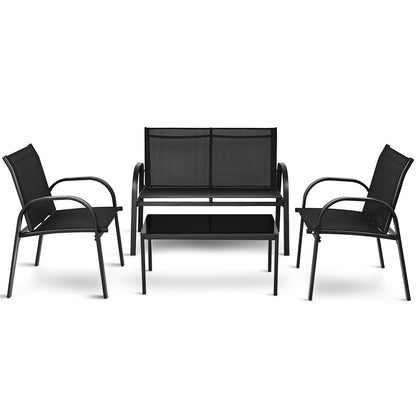 4 Piece Garden Furniture Set with loveseat for Patio (Without Cushions)