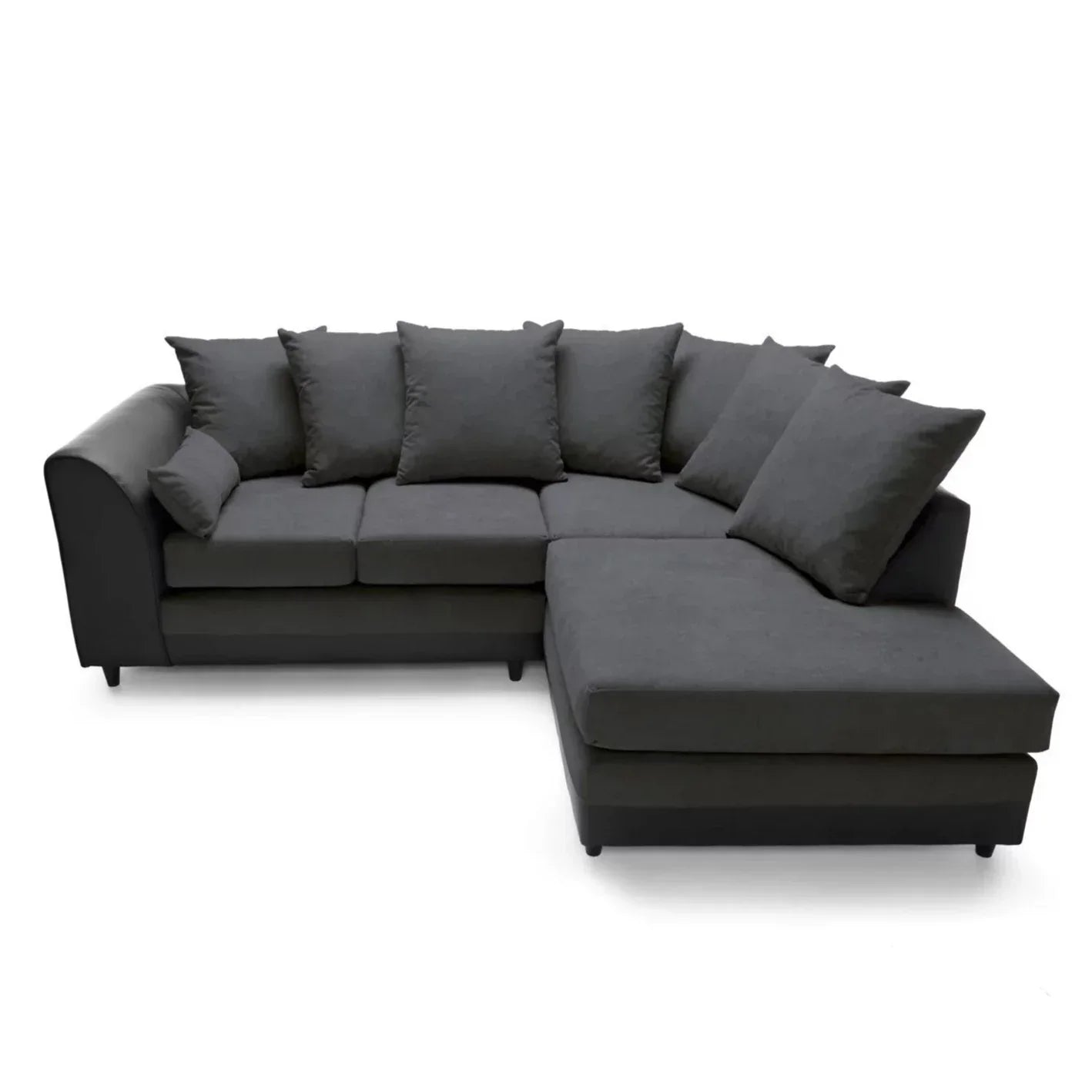 Linacre Corner Sofa - Right Arm Black and Charcoal