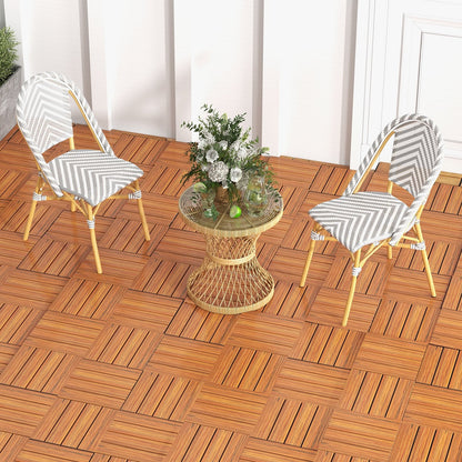 18 Pieces Interlocking Deck Tiles Waterproof Outdoor Flooring Covering-Brown