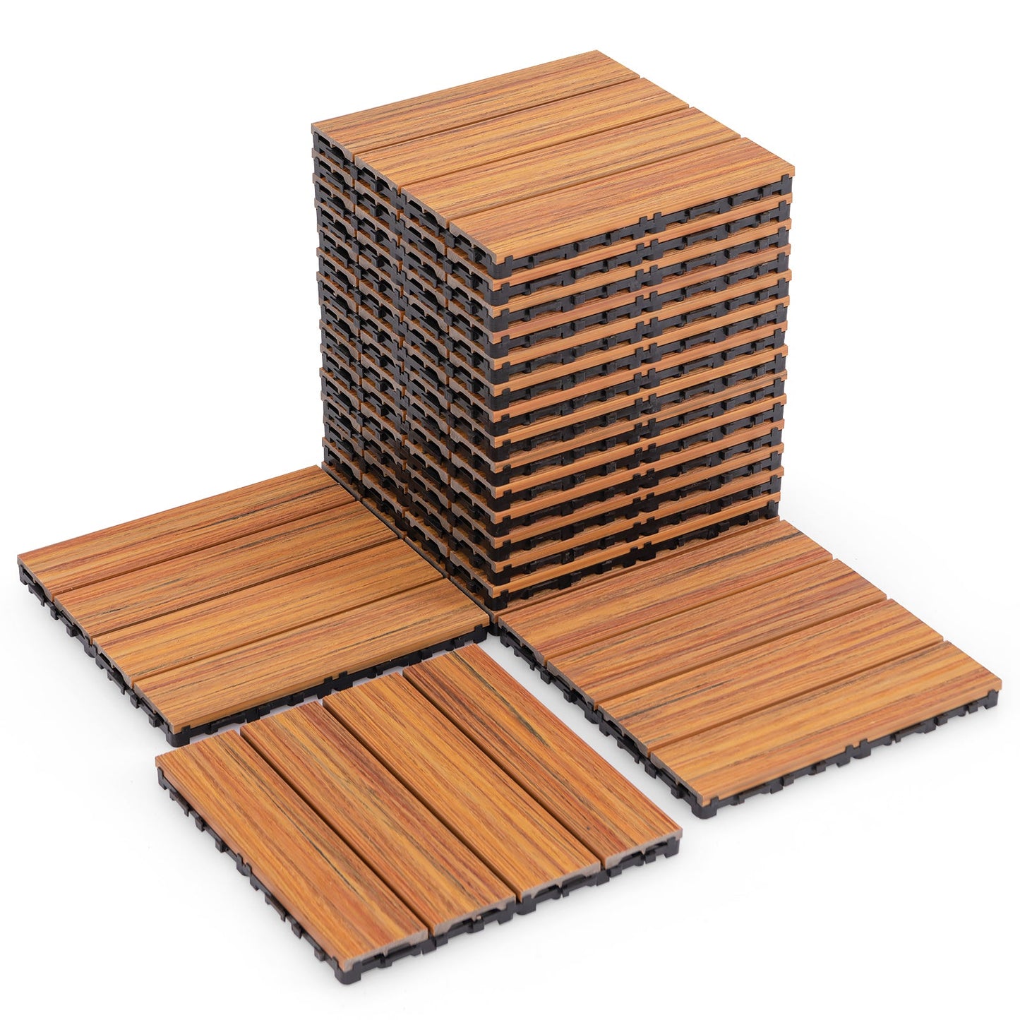18 Pieces Interlocking Deck Tiles Waterproof Outdoor Flooring Covering-Brown