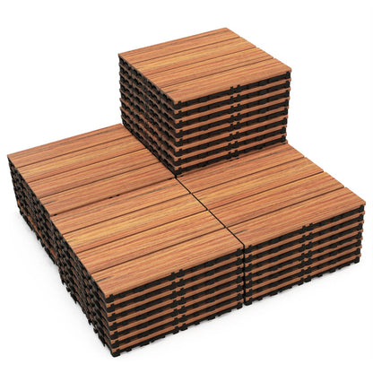 18 Pieces Interlocking Deck Tiles Waterproof Outdoor Flooring Covering-Brown