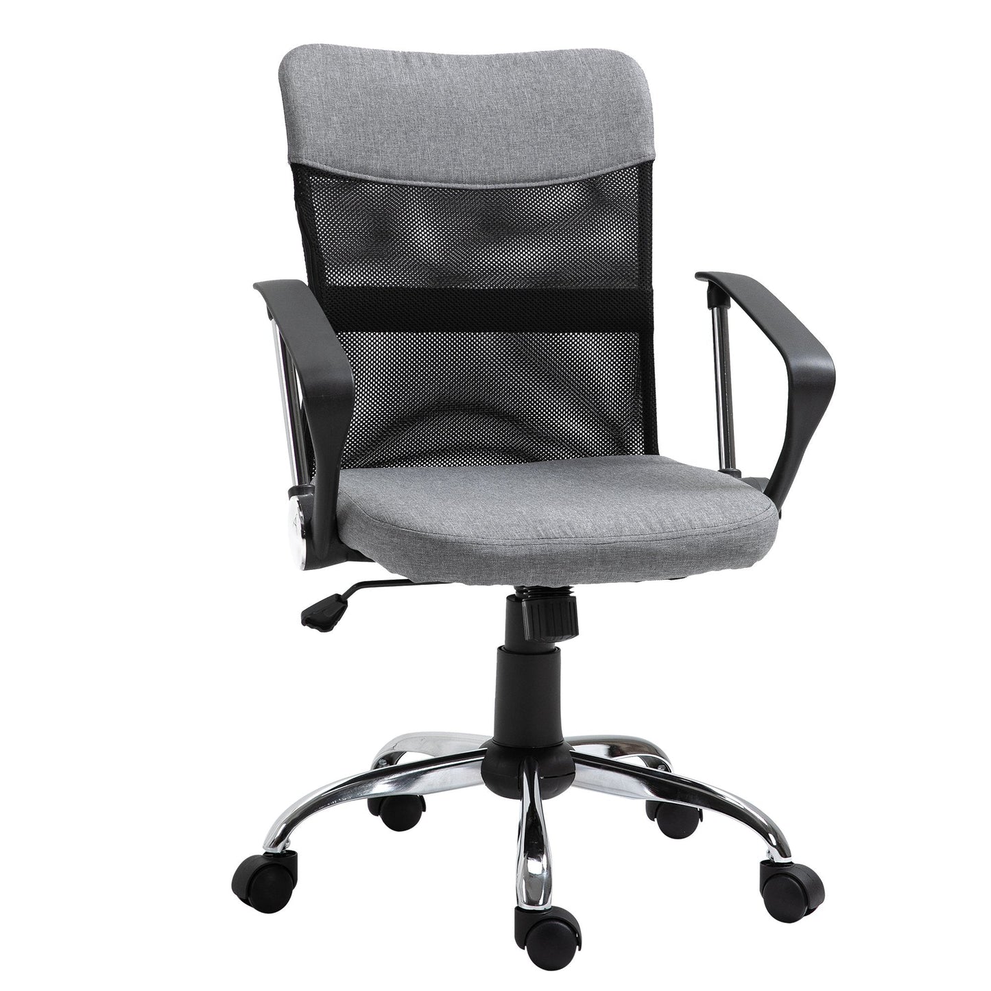 Vinsetto Office Chair Linen Mesh Fabric Swivel Computer Desk Chair Home with Wheel, Grey