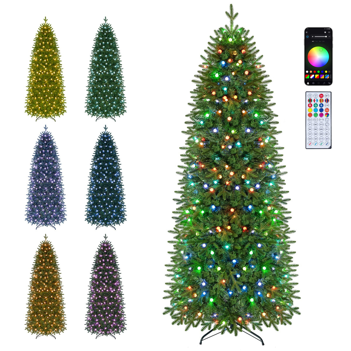 190 CM Prelit Pencil Christmas Tree with 719 Branch Tips and 220 Lights-M