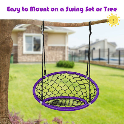 Web Net Hanging Swing Chair Tree Set-Purple