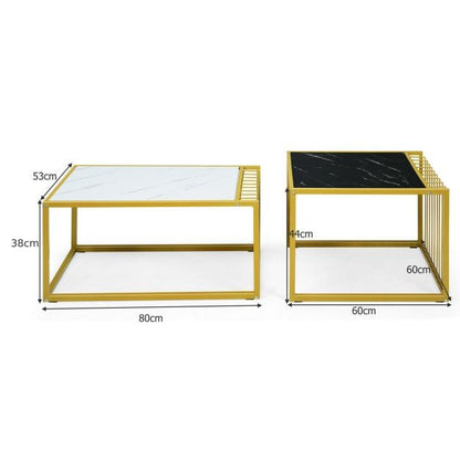 Modern Coffee Nesting Table Set Waterproof Faux Marble