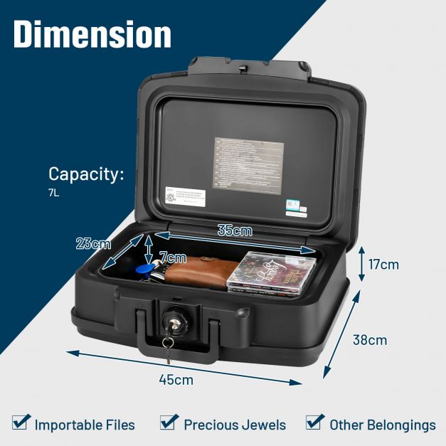 Fire and Water Resistant Portable Lockable Safe Chest