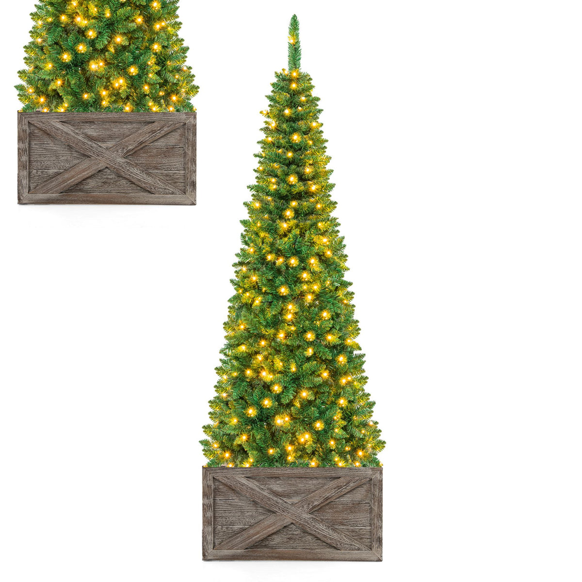 195 CM Artificial Christmas Tree with Wood Collar and 706 Full Branch Tips
