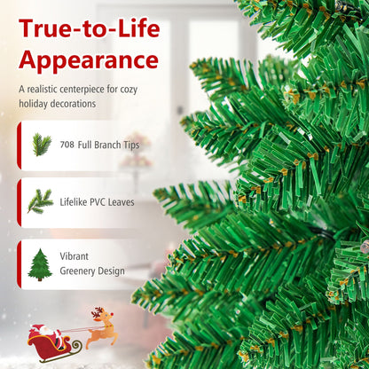 195 CM Artificial Christmas Tree with Wood Collar and 706 Full Branch Tips