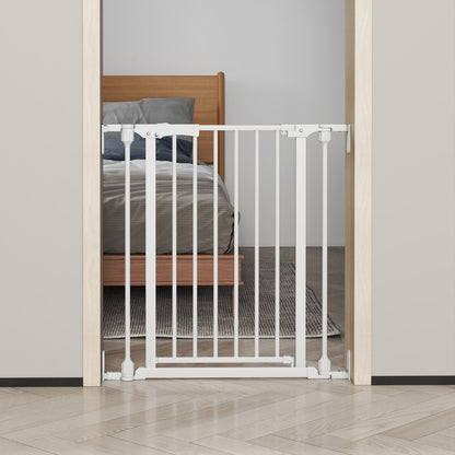 198 CM Extra Wide Configurable Baby Gate 3-Panel Indoor Wood Metal Pet Gate-Natural & White