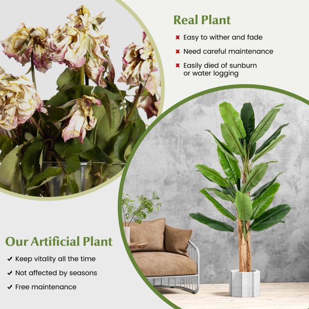 195cm Tall Artificial Banana Tree with 27 Large Leaves 2 Pack