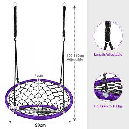 Web Net Hanging Swing Chair Tree Set-Purple