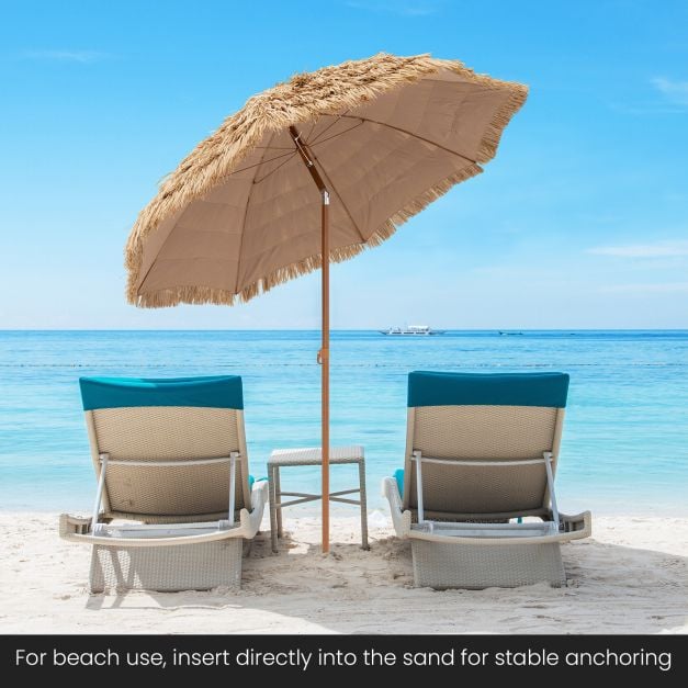 196 cm Hula Thatched Tiki Umbrella with Tilt