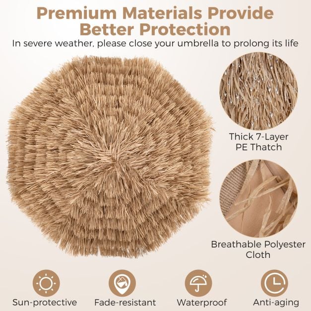 196 cm Hula Thatched Tiki Umbrella with Tilt