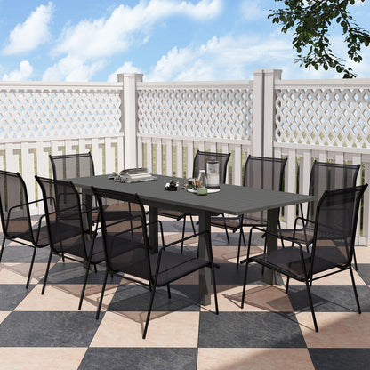 Outsunny aluminiowy rozkładany stół ogrodowy z listwami na 6-8 osób, 160/220 x 90 x 73 cm, szary