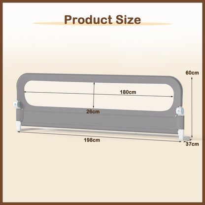 198 cm Long Adjustable Baby Bed Rail Guard with Extra Buckle-Grey