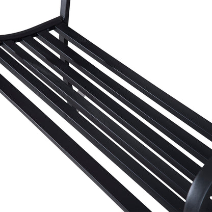 Outsunny 2-Seater Garden Bench, Steel-Black