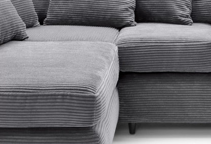 Jumbo Cord Grey Corner Sofa