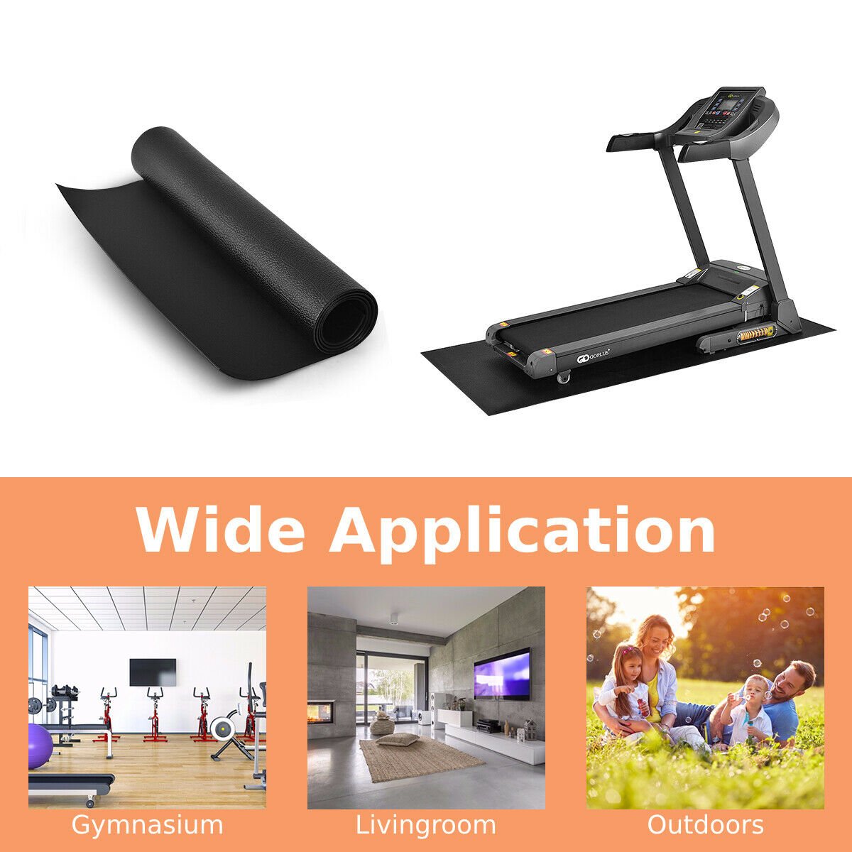 199cm Waterproof Treadmill Mat to Protect Hard Floors or Carpets