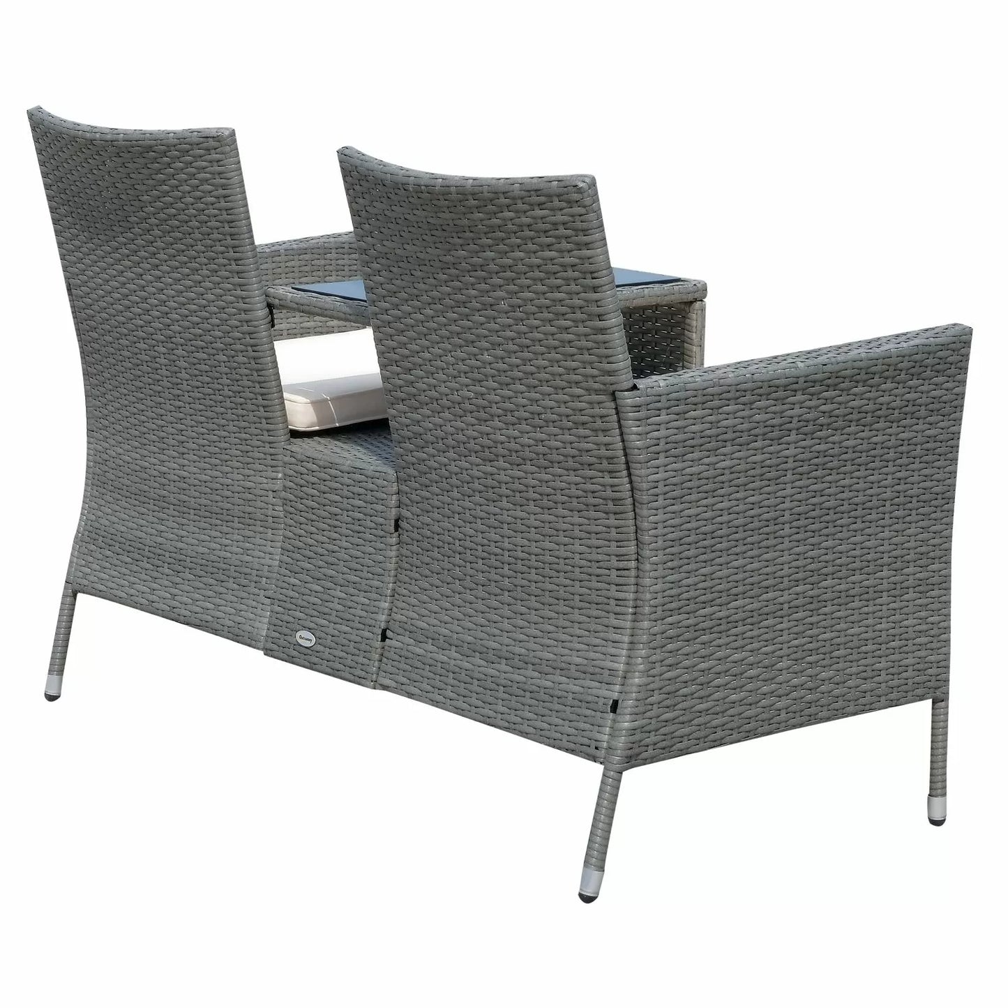 2-Seater Rattan Companion Chair - Black, Brown or Grey