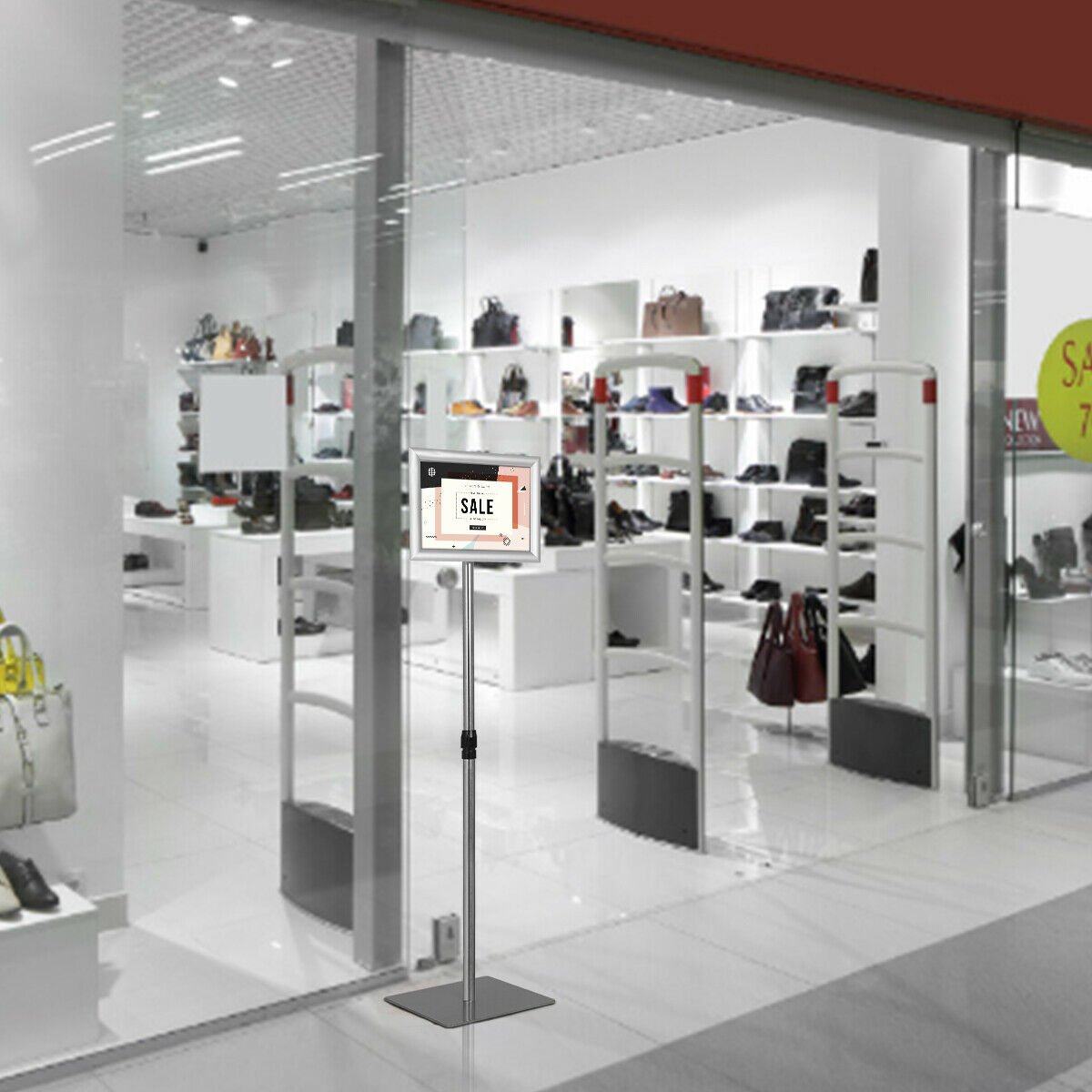 A4 Pedestal Display Stand-Silver