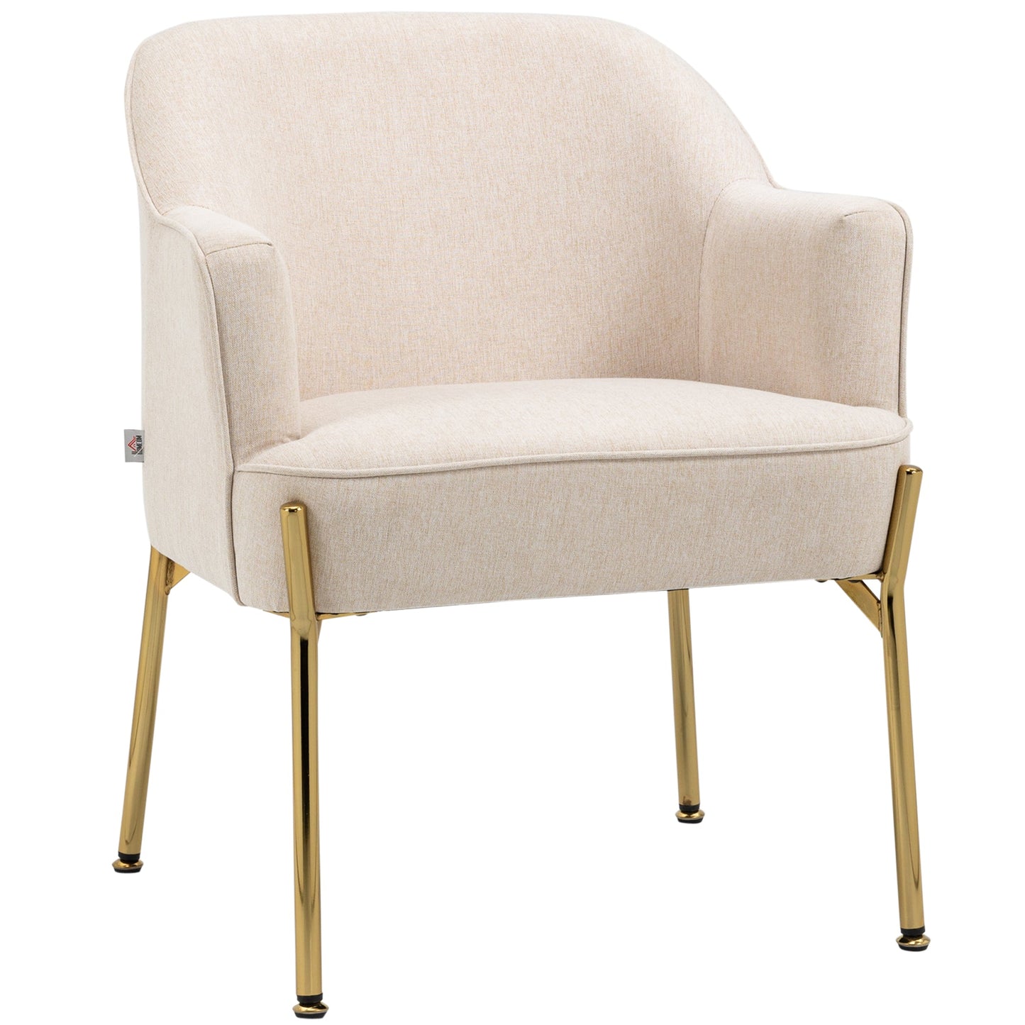 HOMCOM Fabric Accent Chair, nowoczesny fotel z metalowymi nogami do salonu, sypialni, domowego biura, kremowy