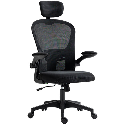 Krzesło biurowe Vinsetto Multi-Adjustable z podparciem lędźwiowym, zagłówkiem i oparciem z siatki - czarne