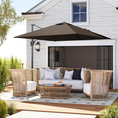 Outsunny Patio Offset Parasol Umbrella - Tan