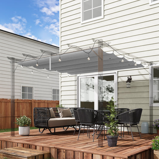 Osłona przeciwsłoneczna Outsunny Retractable Pergola Shade Cover, wymienna tkanina na baldachim do pergoli 3 x 3 (m), dach altany Retractable, jasnoszary