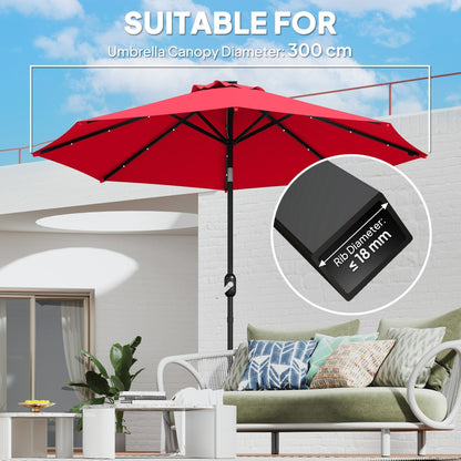 Outsunny 3 m Replacement Parasol Canopy with Top Vent, UPF 50+ Garden Parasol Replacement Canopy, 8 Rib Parasol Cover Replacement Fits Various Frames, Red
