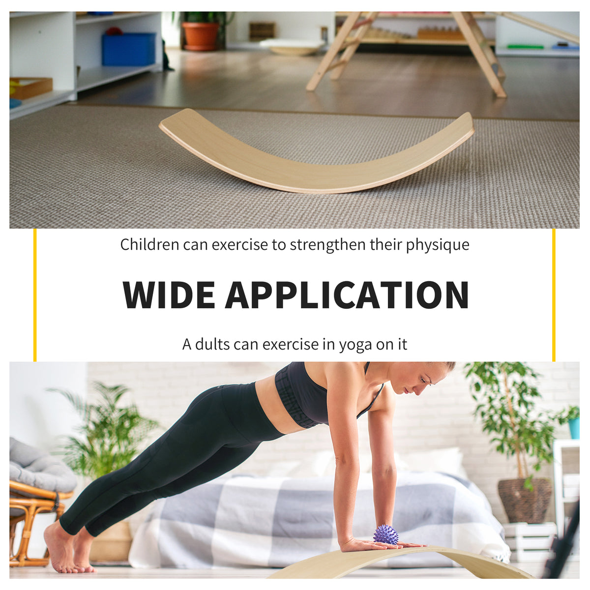 HOMCOM Wood Balance Board with Ropes, Balance Board for Full Body Workout, Multipurpose for Kids and Adults