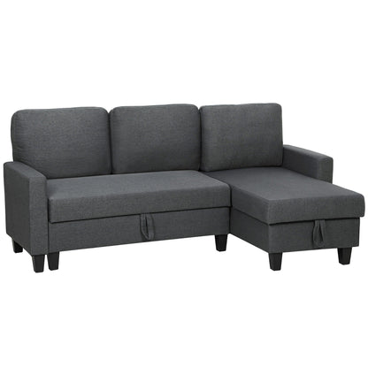 HOMCOM Three-Seater Storage Sofa Bed - Charcoal Grey
