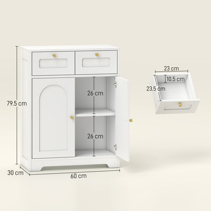 HOMCOM Bathroom Floor Cabinet with 2 Drawers in White, image 3