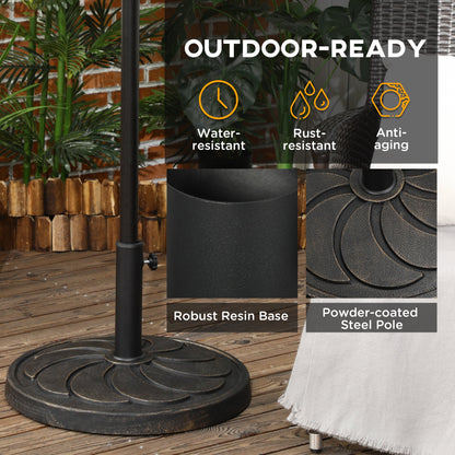 Outsunny 18kg Resin Garden Parasol Base, Round Outdoor Market Umbrella Stand Weight for Poles of 38mm to 48mm, Bronze