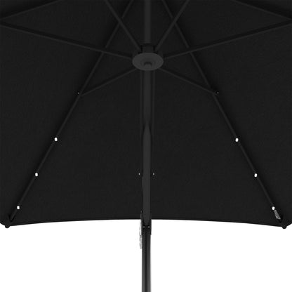 Outsunny 3(m) Garden Parasol Cantilever Umbrella with Solar LED, Cross Base and Waterproof Cover, Black