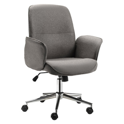 Vinsetto Rocking Office Desk Chair w/ Arm Rest on Wheels Adjustable Height Light Grey