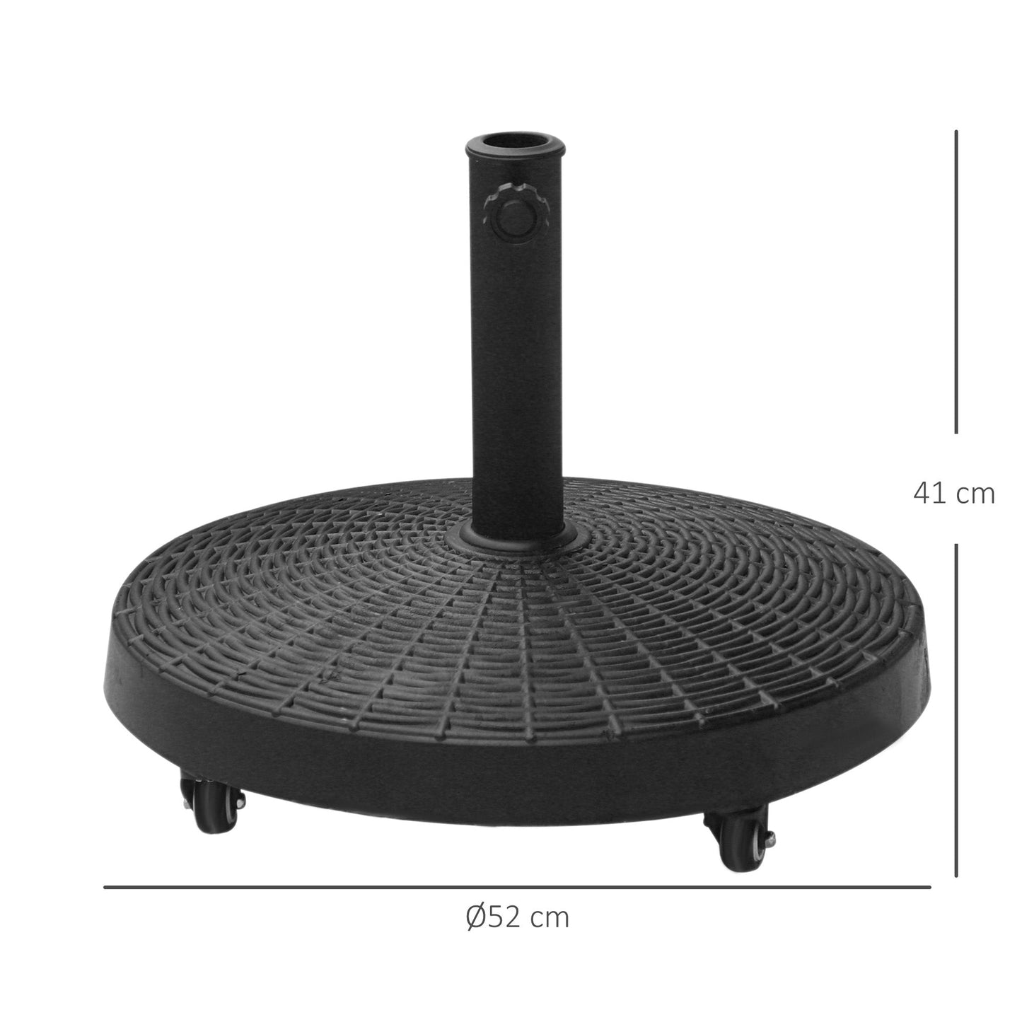 Outsunny 22.7kg Resin Patio Parasol Base Umbrella Stand Weight Deck Garden Sunshade Holder Round w/ Wheels Brakes Outdoor