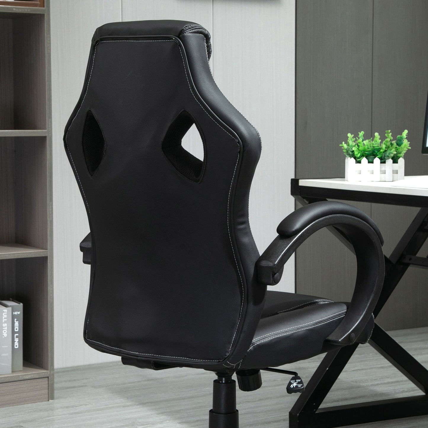 Vinsetto High-Back Office Chair Faux Leather Swivel Computer Desk Chair for Home Office with Wheels Armrests Black