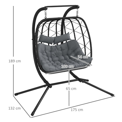Outsunny Dwumiejscowy wiszący fotel Egg Frame Steel Frame - czarny