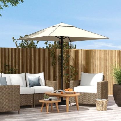 مظلة Outsunny Patio Parasol مع فتحة تهوية، مظلة طاولة للحديقة، مظلة شمسية مع جانب الأنابيب، بيج