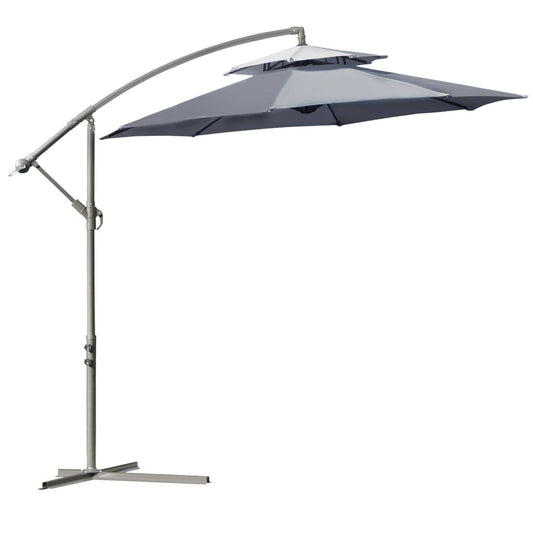 Outsunny 2.7m Garden Banana Parasol Cantilever Umbrella in Dark Grey