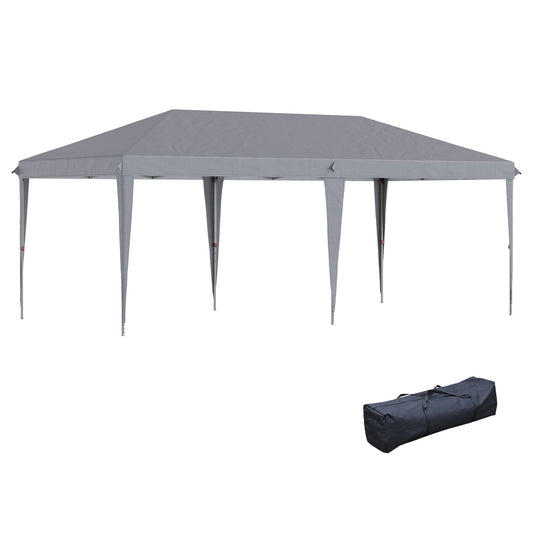 Outsunny Pop Up Gazebo 3 x 6m, składany namiot z baldachimem, regulowana wysokość markizy ślubnej z torbą transportową, szary